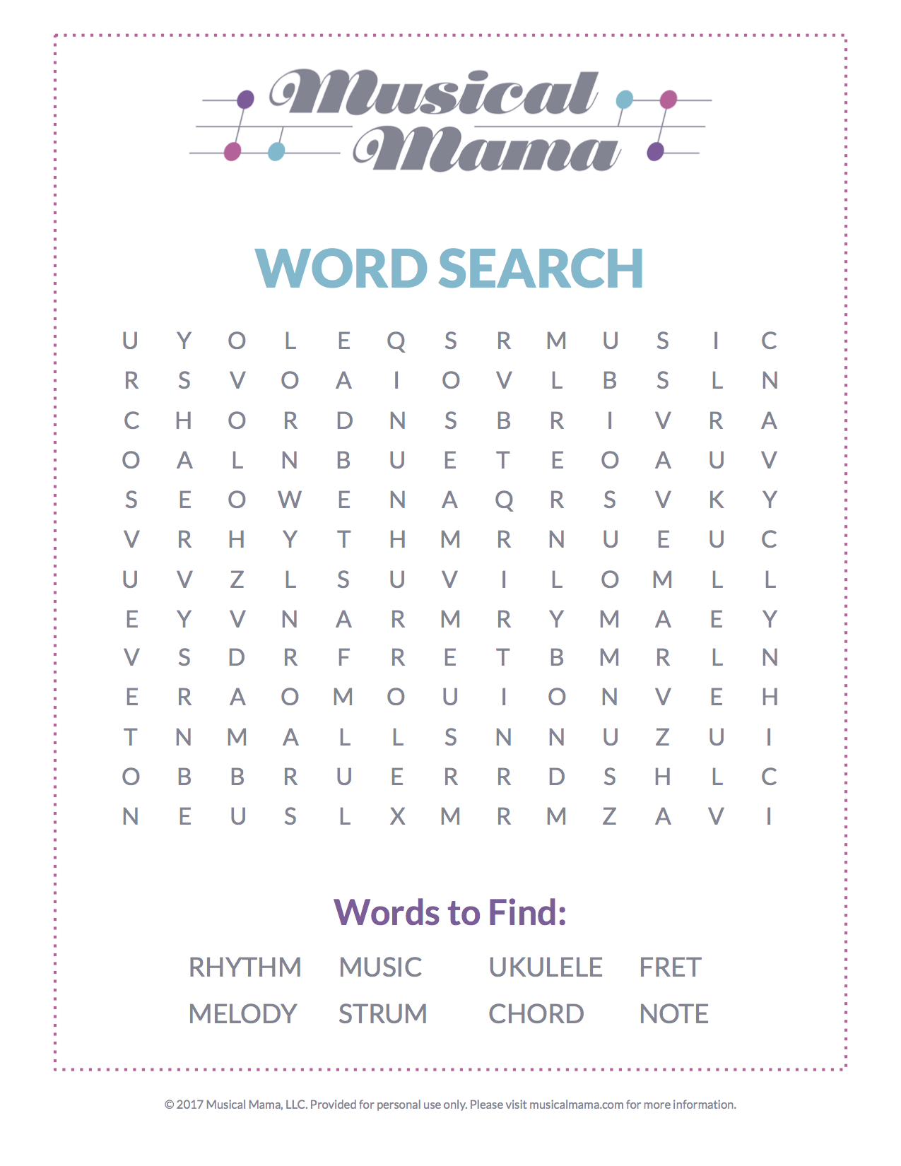 Free Printable A Music Themed Word Search Musical Mama