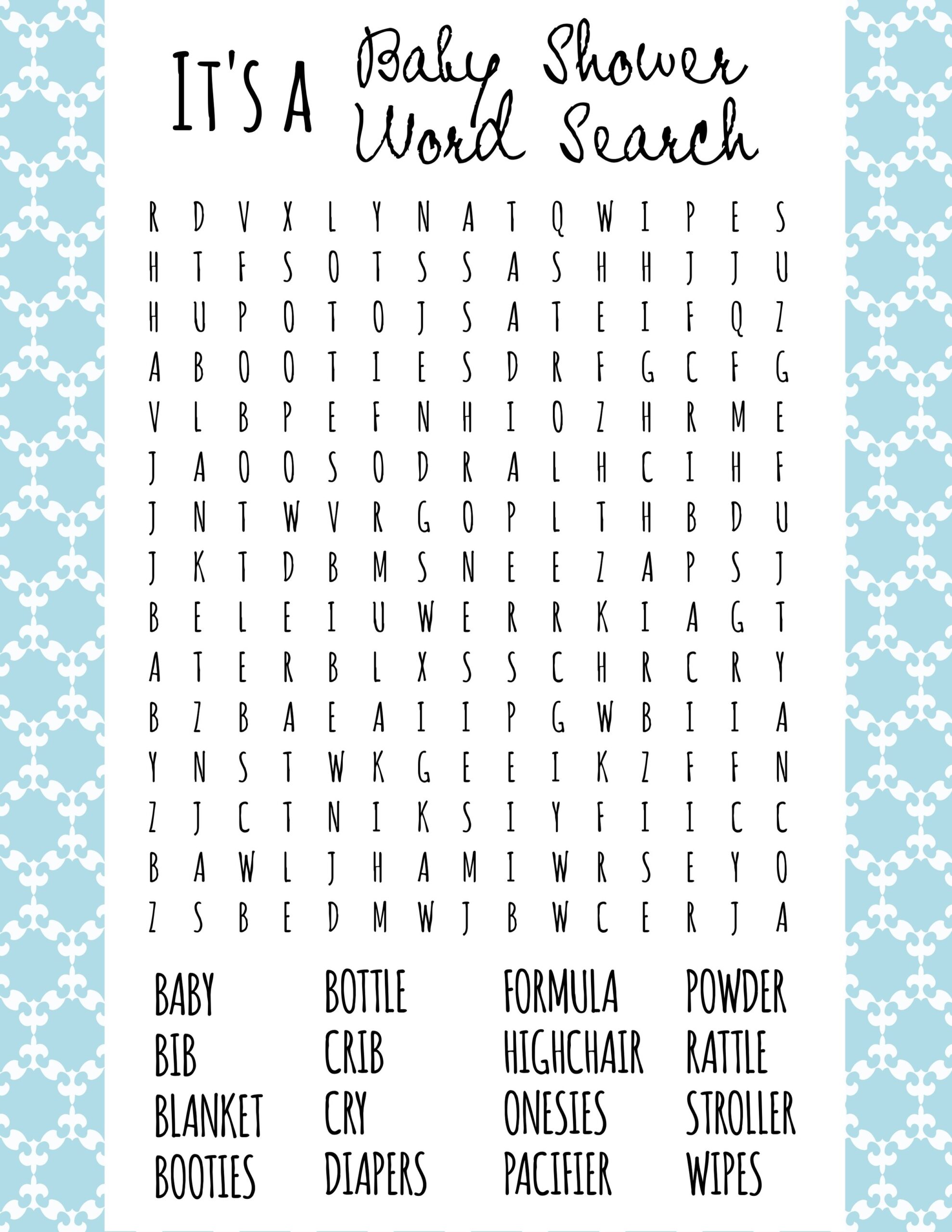 Free Printable Baby Shower Games Download Instantly Worksheets Library