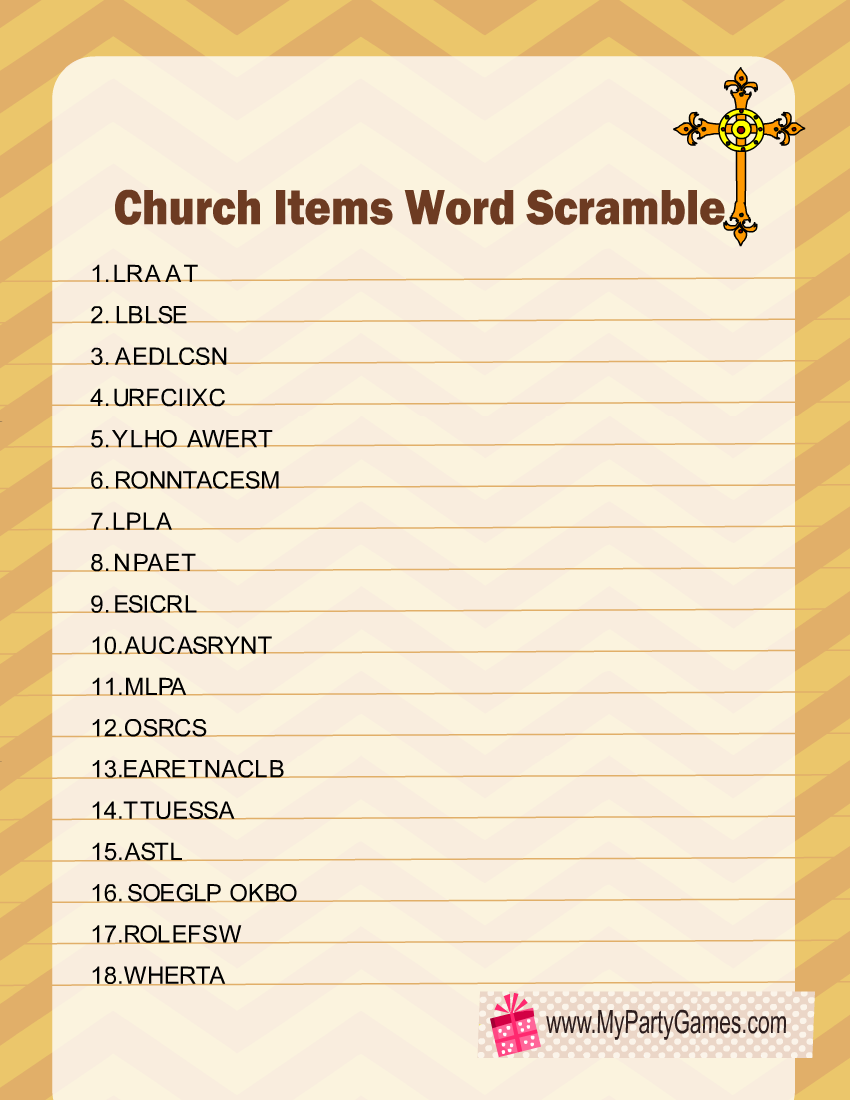 Free Printable Bible Word Scramble Puzzles