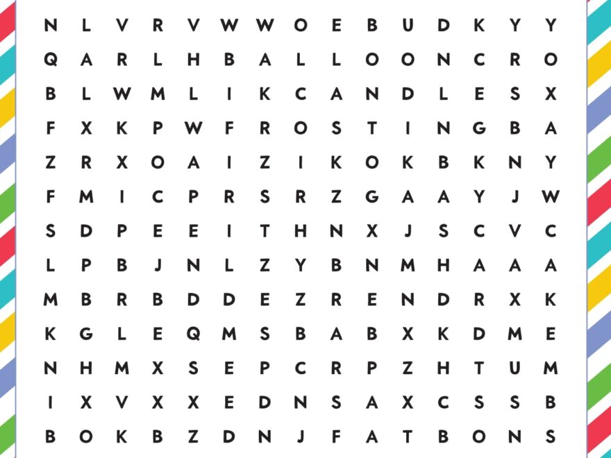 Free Printable Birthday Word Search For Kids Favorite Printables