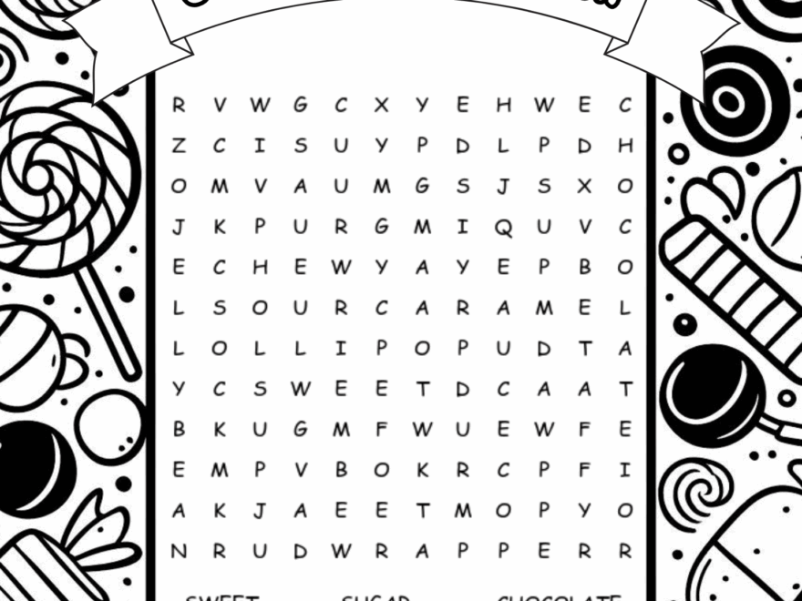 Free Printable Candy Word Search For Kids Easy Coloring Pages For Kids