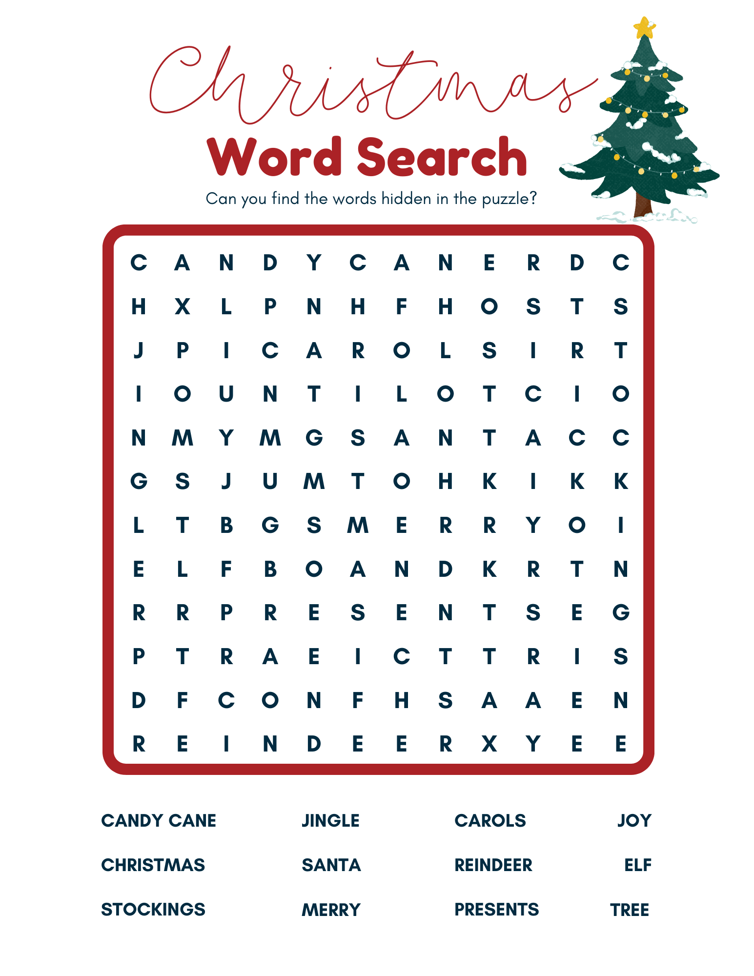 FREE Printable Christmas Word Search For Kids Xoxoerinsmith