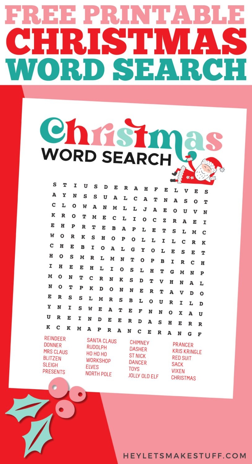 Free Printable Christmas Word Search Hey Let s Make Stuff