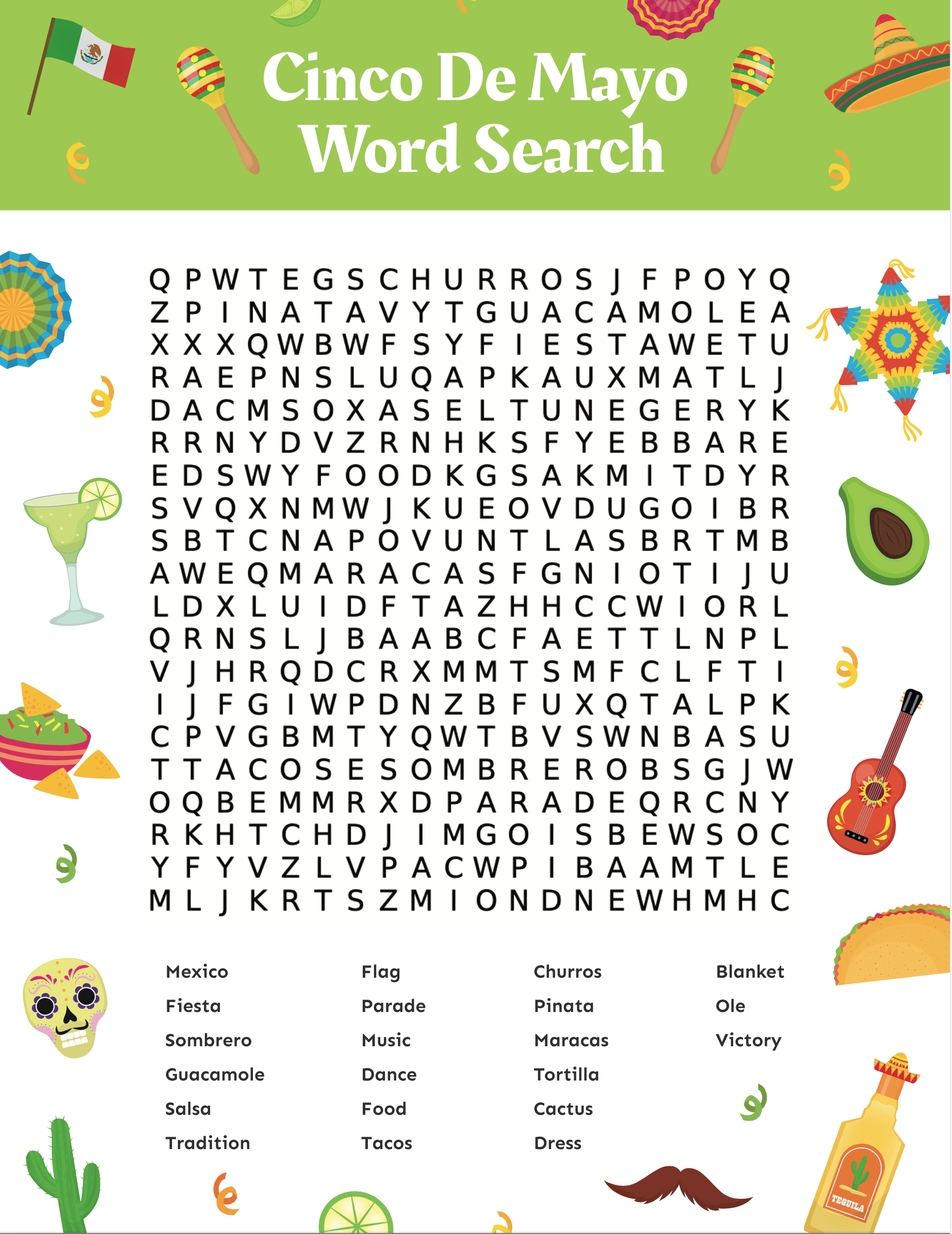 Free Printable Cinco De Mayo Word Search Puzzle Play Party Plan