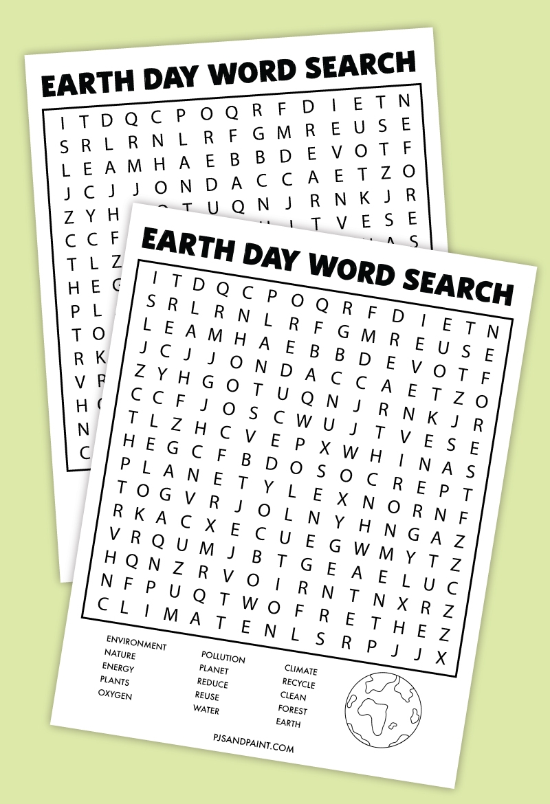 Free Printable Earth Day Word Search Pjs And Paint