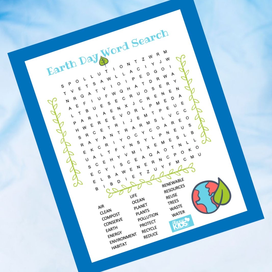 Free Printable Earth Day Word Search Puzzle Jinxy Kids