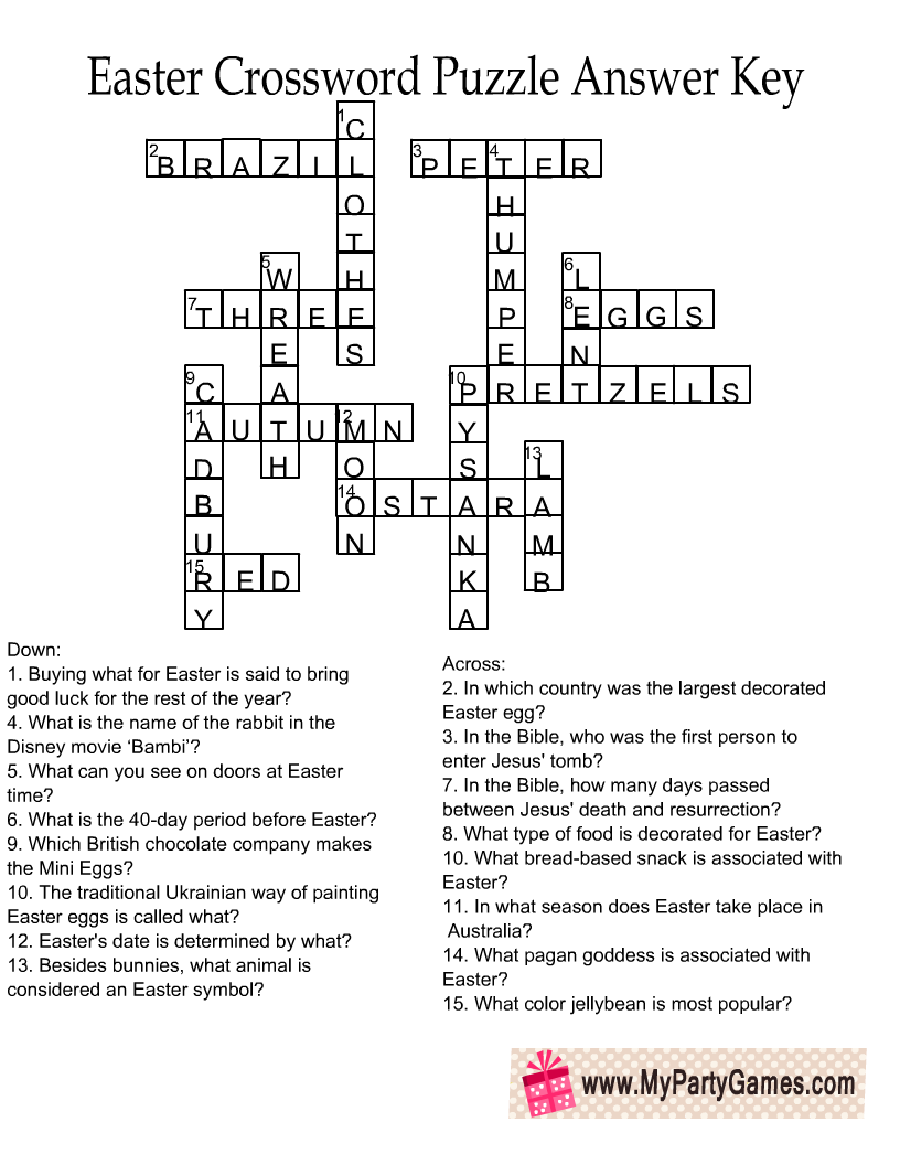 Easter Word Search Printable Easter Crossword Printable