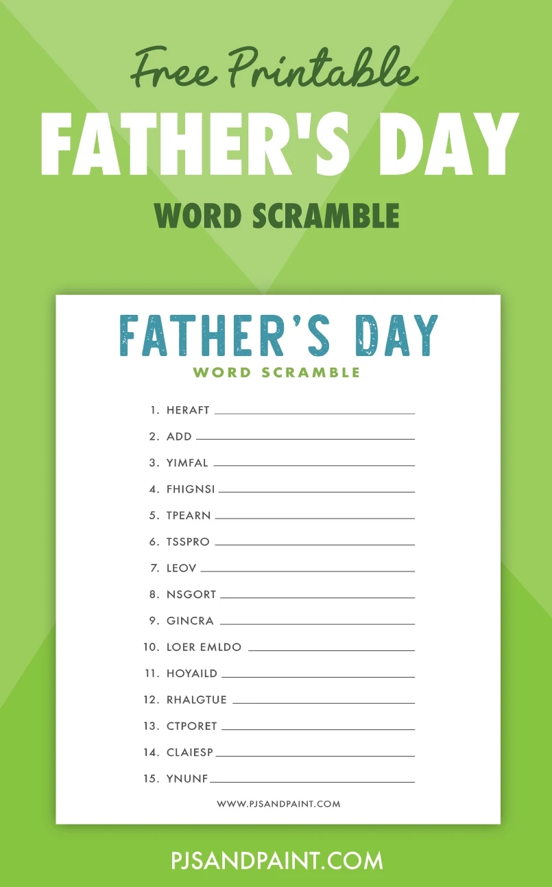 Free Printable Father s Day Word Scramble Pjs And Paint