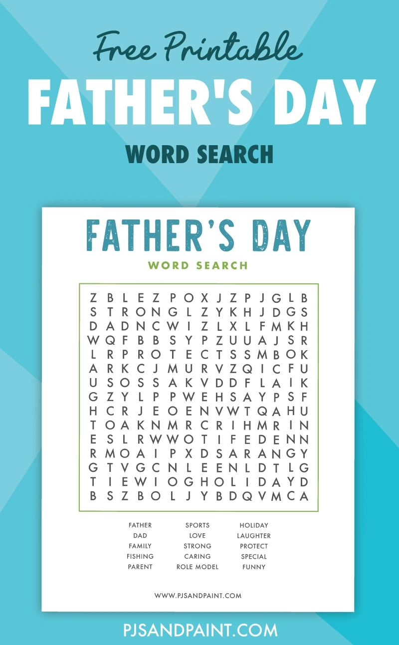Free Printable Father s Day Word Search Pjs And Paint