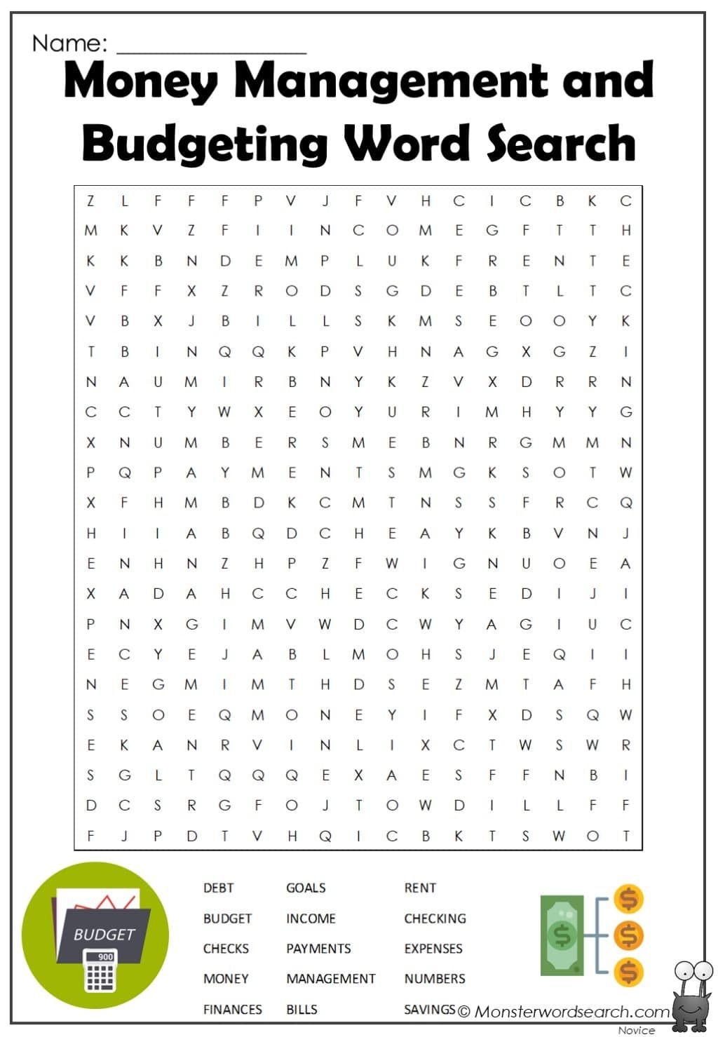 Free Printable Financial Literacy Word Search