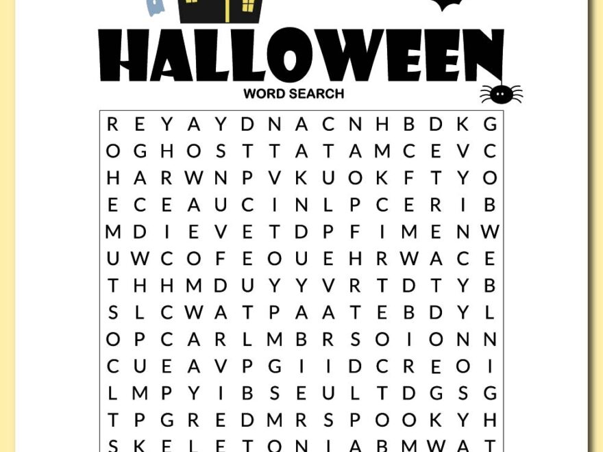 Free Printable Halloween Word Search Chevron Lemon