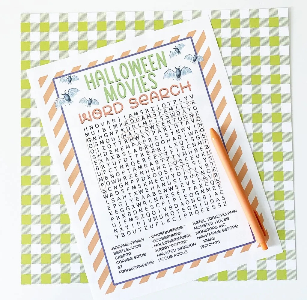 Horror Movies Word Search Printable For Adults