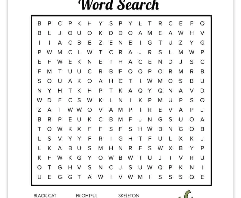 Free Printable Halloween Word Search Pjs And Paint