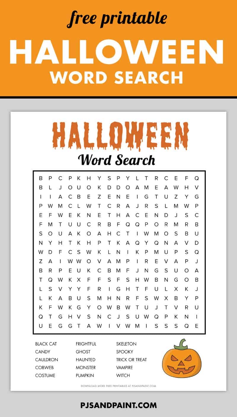 Free Printable Halloween Word Search Pjs And Paint