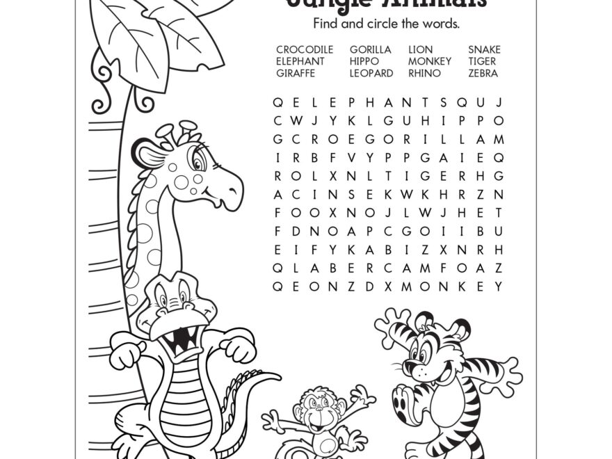 Free Printable Jungle Animals Word Find TREND Enterprises Inc Worksheets Library