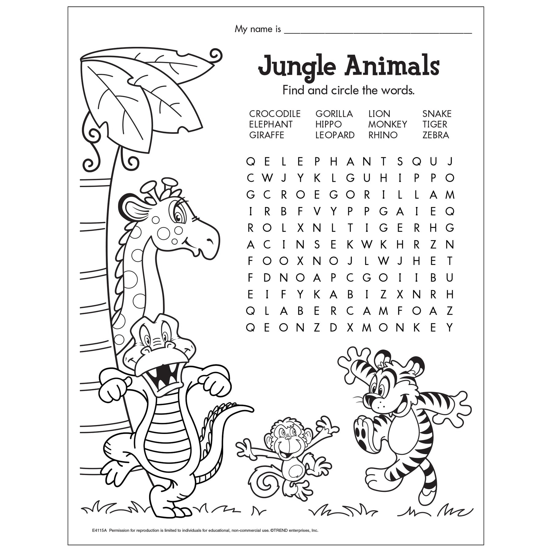 Free Printable Jungle Animals Word Find TREND Enterprises Inc Worksheets Library Free Printable Jungle Animals Word Find TREND Enterprises Inc Worksheets Library