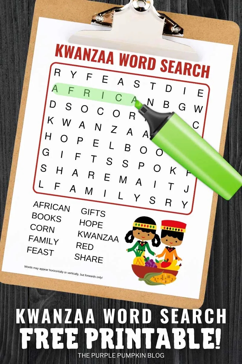 Free Printable Kwanzaa Word Search Puzzles