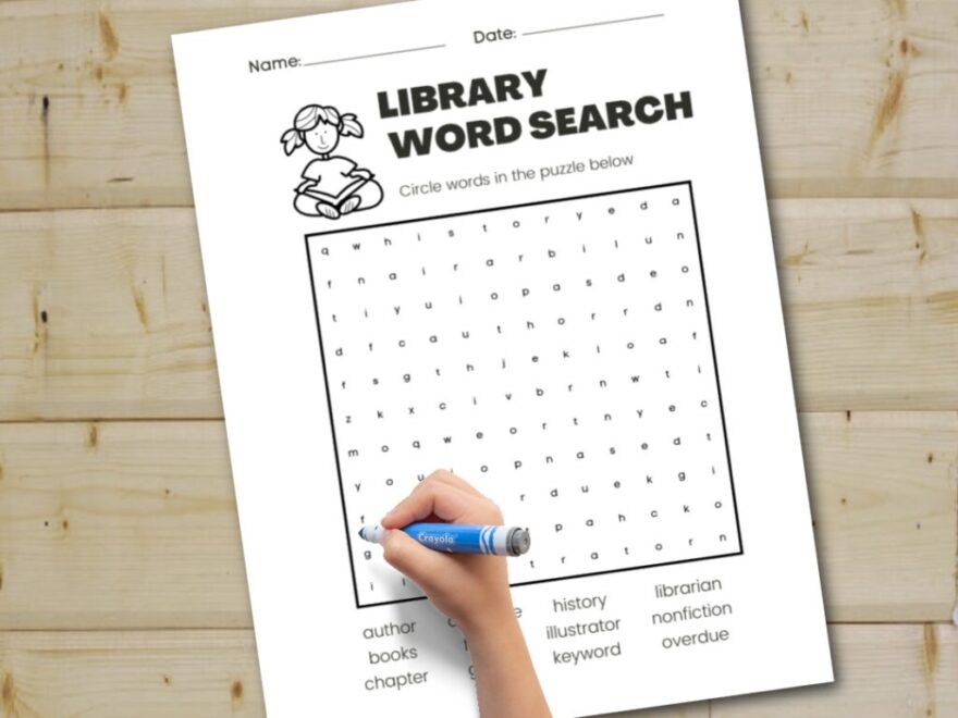 Free Printable Library Word Search For Kids