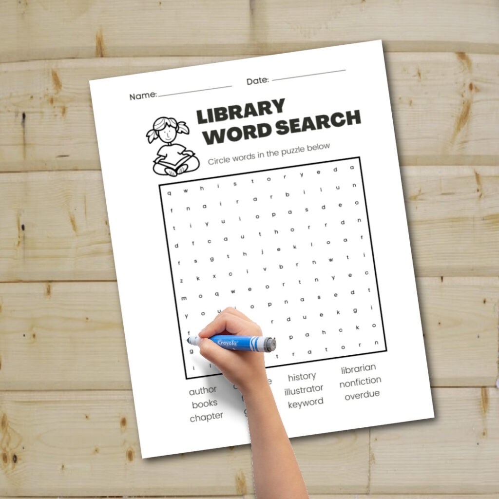 Free Printable Library Word Search For Kids
