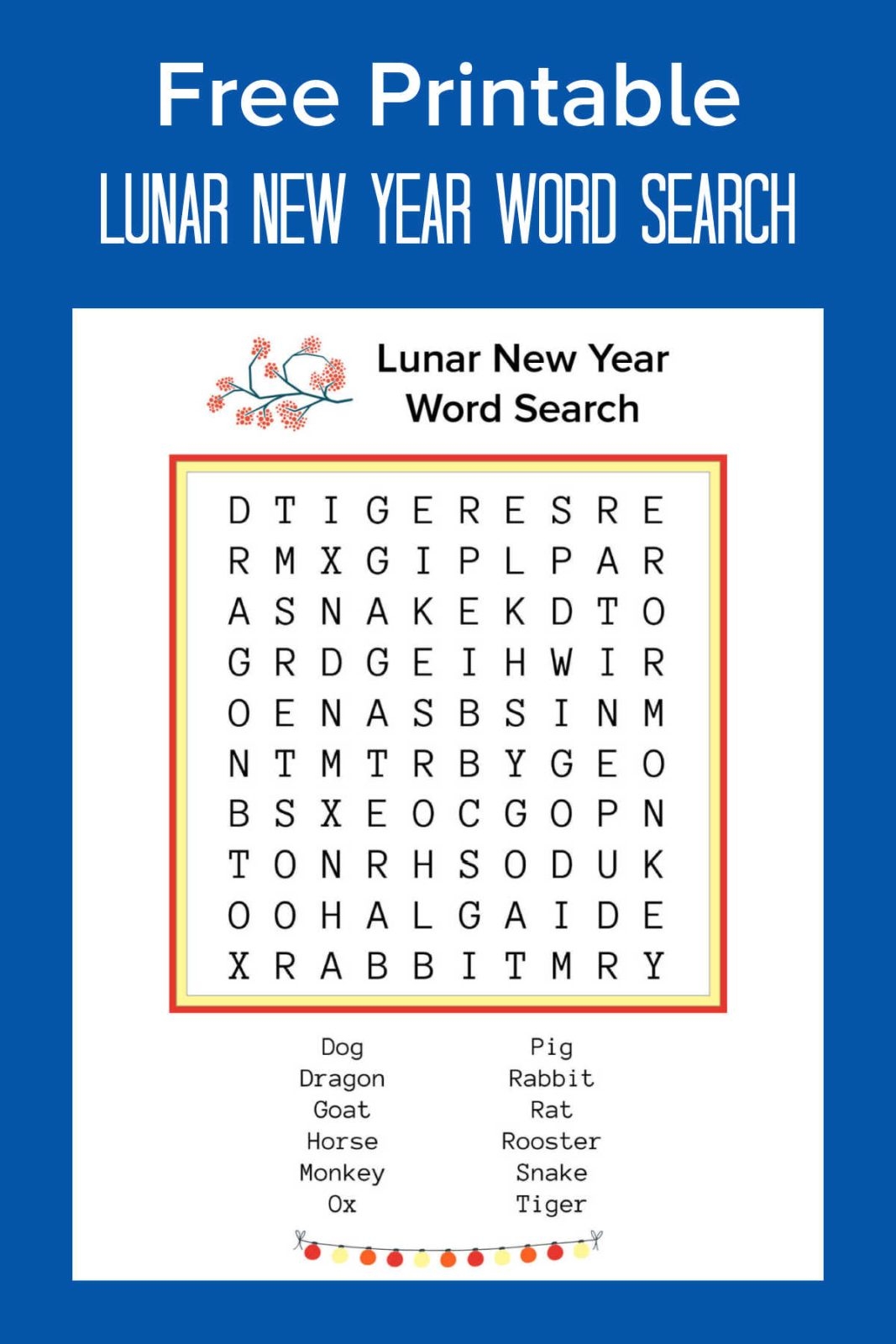 Lunar New Year Printable Word Searches