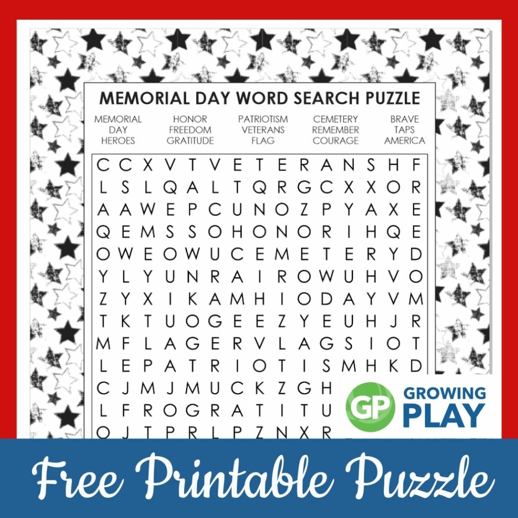 Free Printable Memorial Day Word Search Growing Play