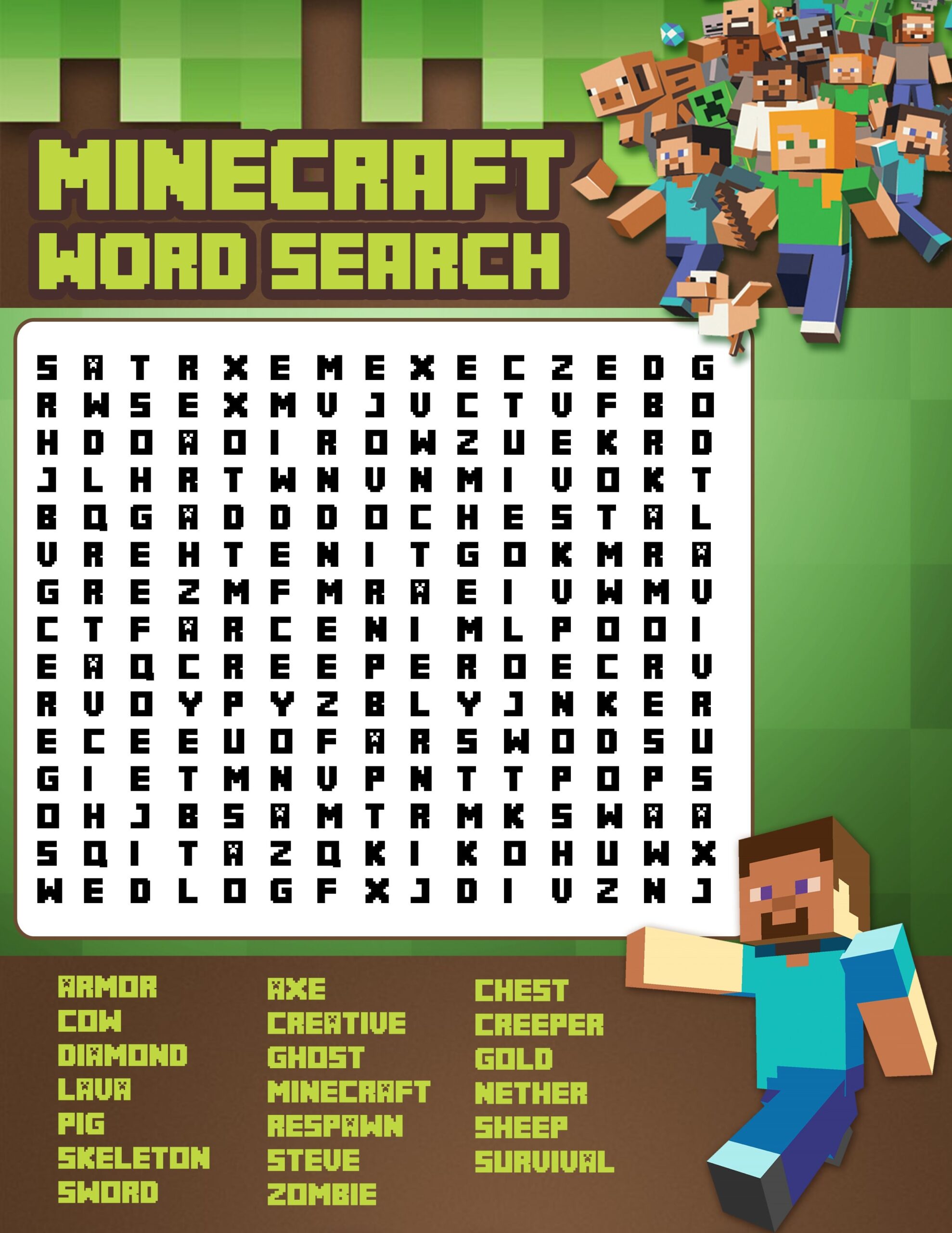 Free Printable Minecraft Word Search Game Free Printable Minecraft Word Search Game