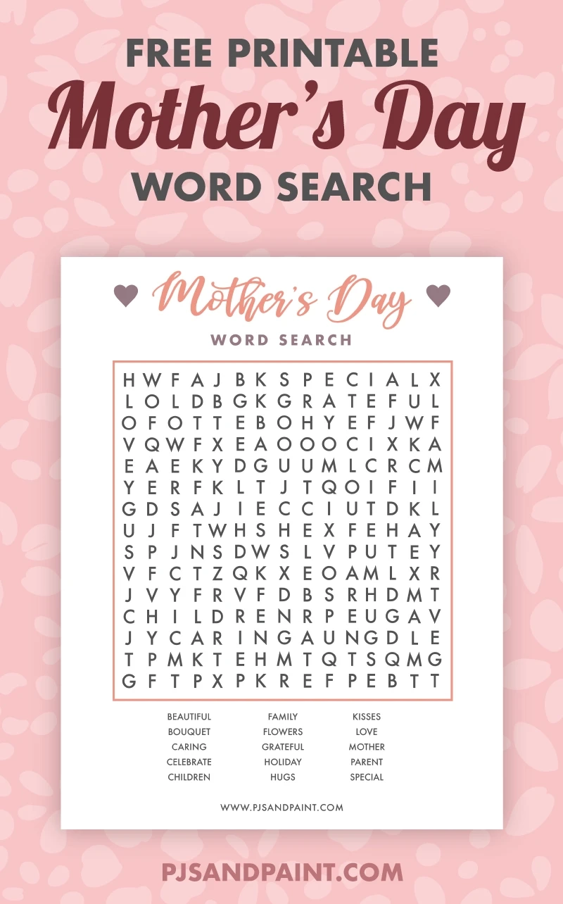 Free Printable Mothers Day Word Search Pjs And Paint Worksheets Library