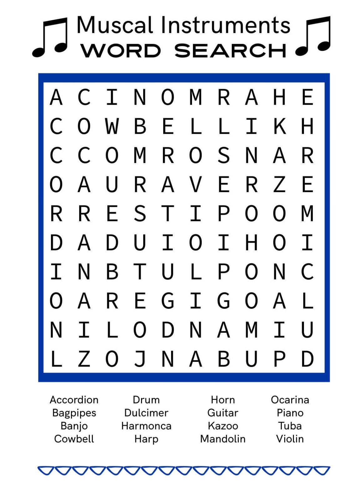 Free Printable Musical Instruments Word Search Mama Likes This