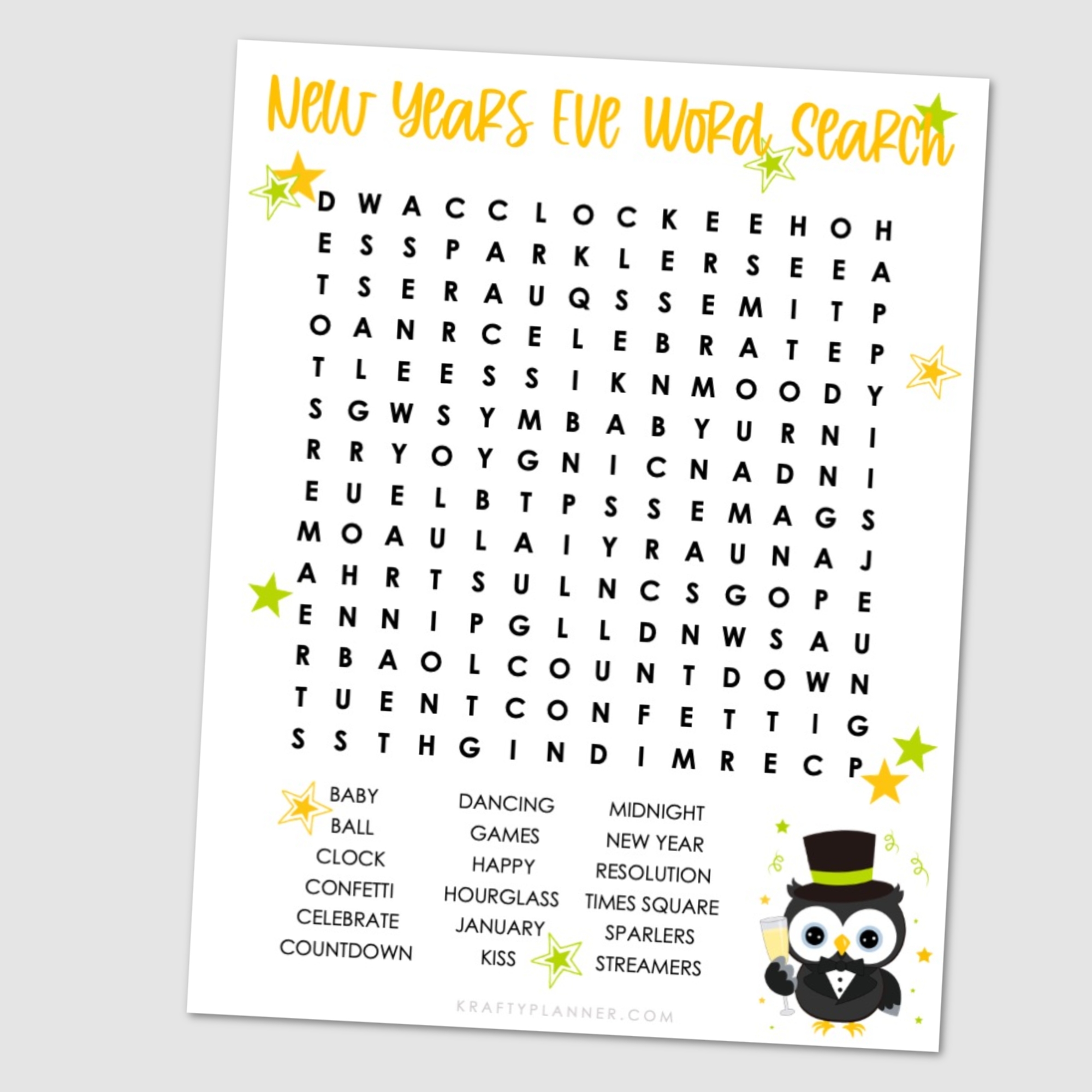 Free Printable New Years Eve Word Search Krafty Planner Worksheets Library