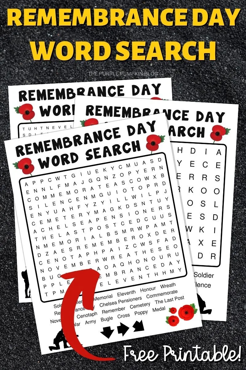 Free Printable Remembrance Day Word Searches Poppy Day 