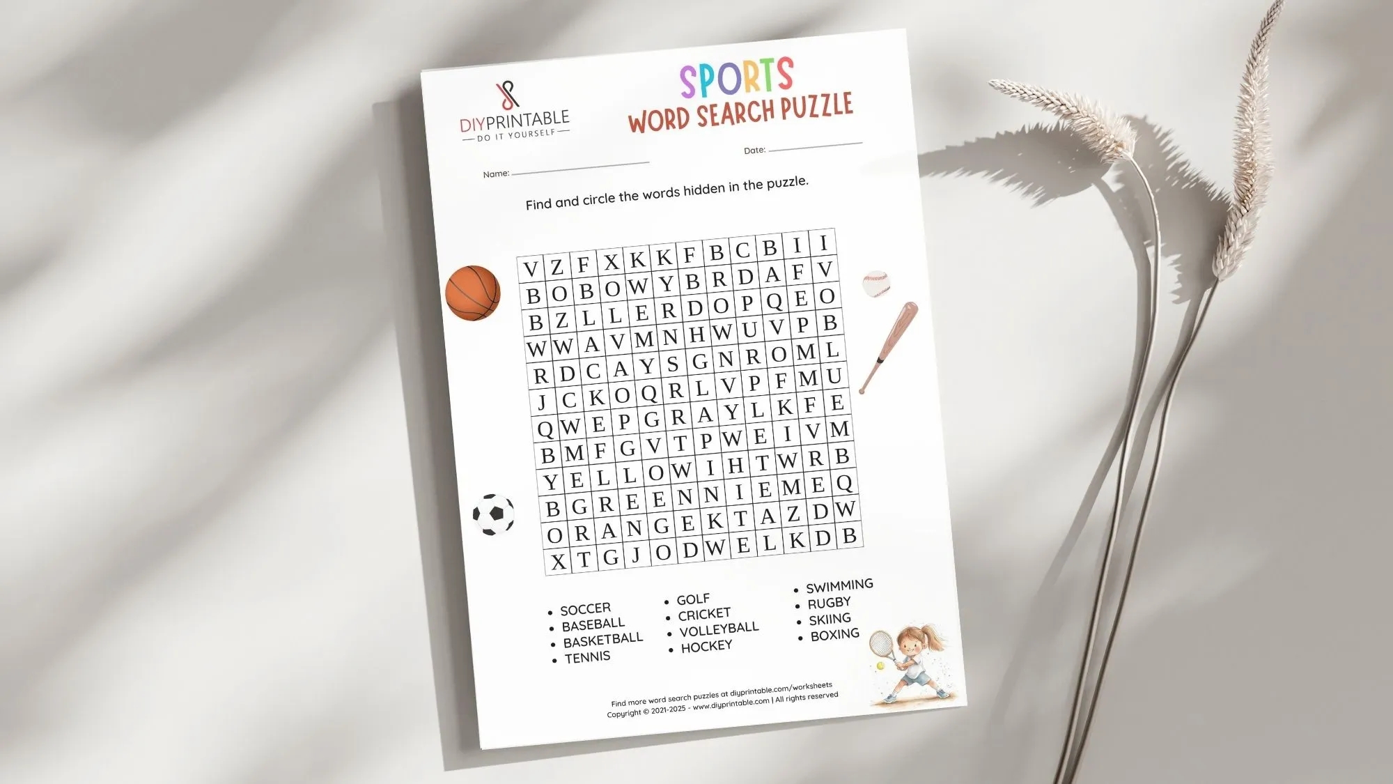 Free Printable Sports Word Search Do It Yourself Printables