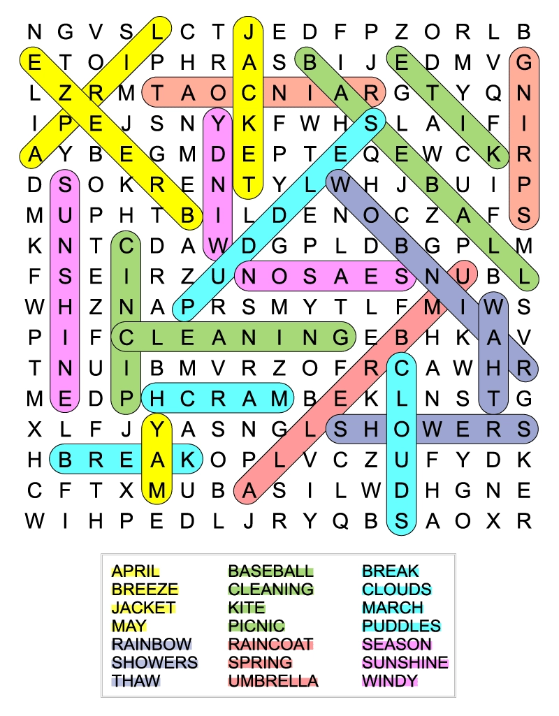 Free Printable Spring Break Word Search For Kids Free Printable Spring Break Word Search For Kids