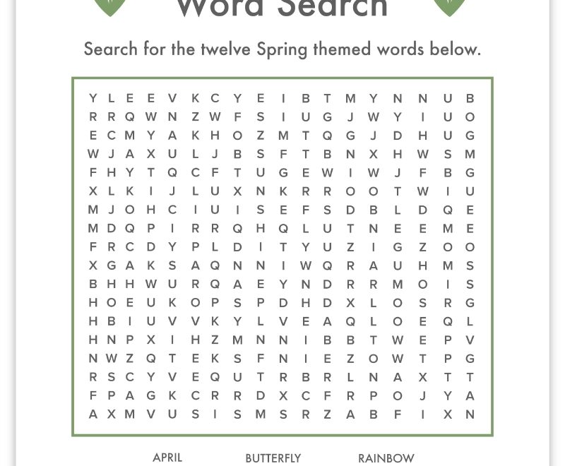 Free Printable Spring Word Search Pjs And Paint