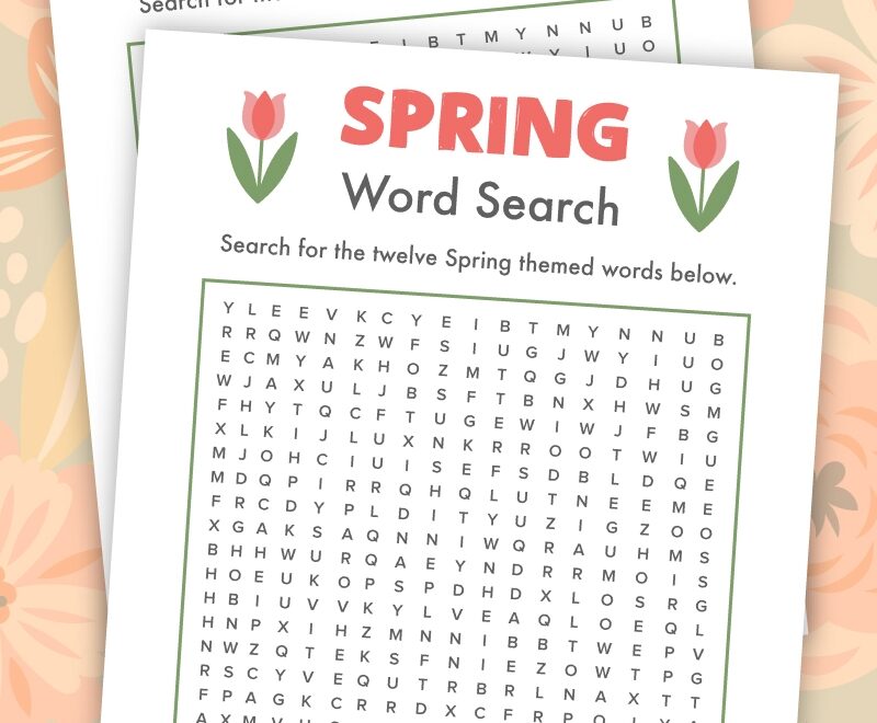 Free Printable Spring Word Search Pjs And Paint