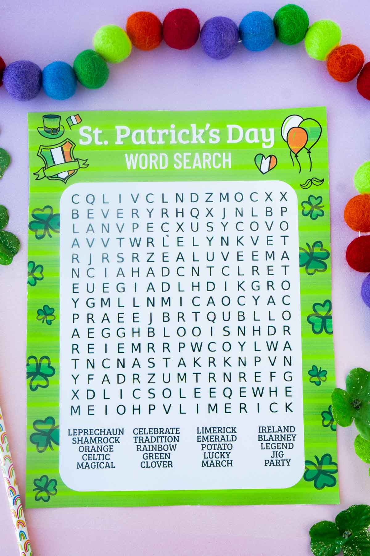 Free Printable St Patrick s Day Word Search