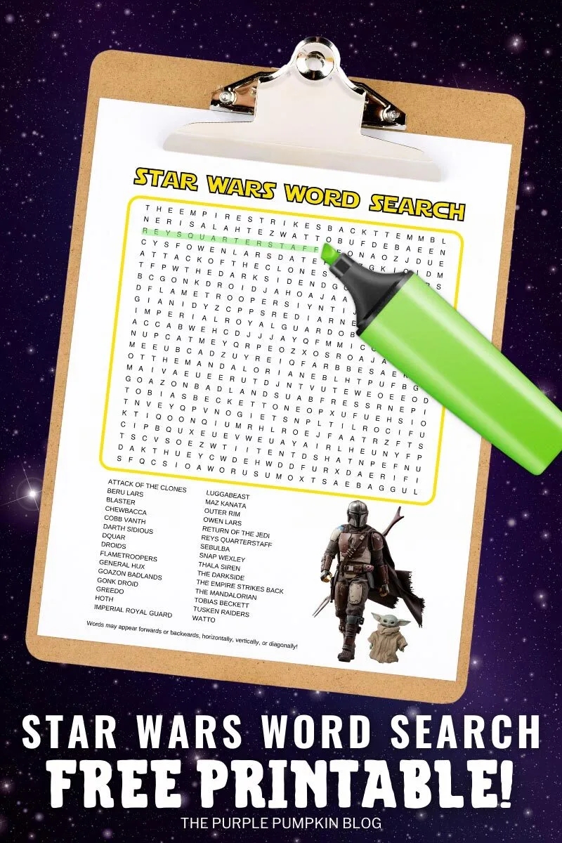 Free Printable Star Wars Word Search Puzzles For May The 4th 
