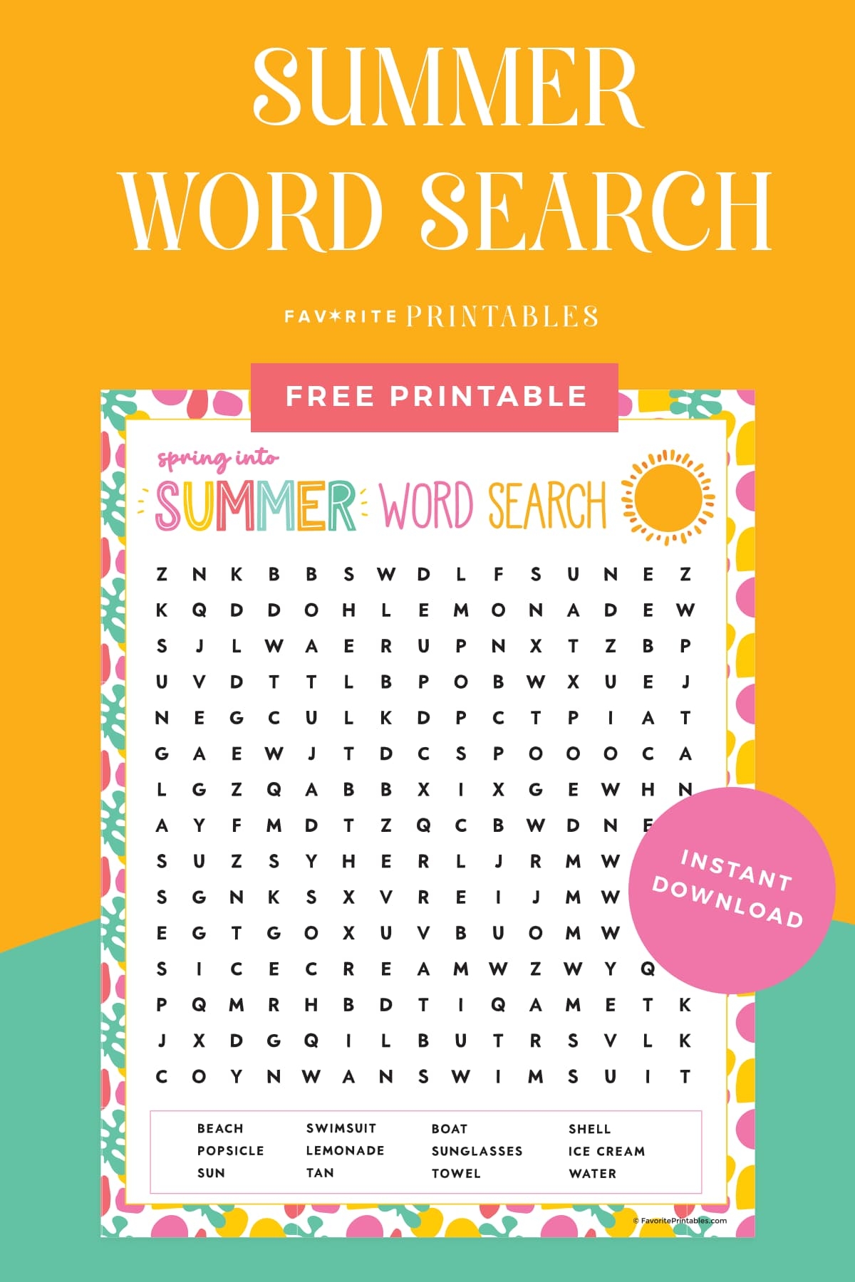 Free Printable Summer Word Search Favorite Printables