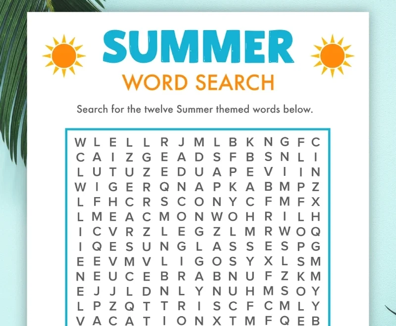 Free Printable Summer Word Search Pjs And Paint
