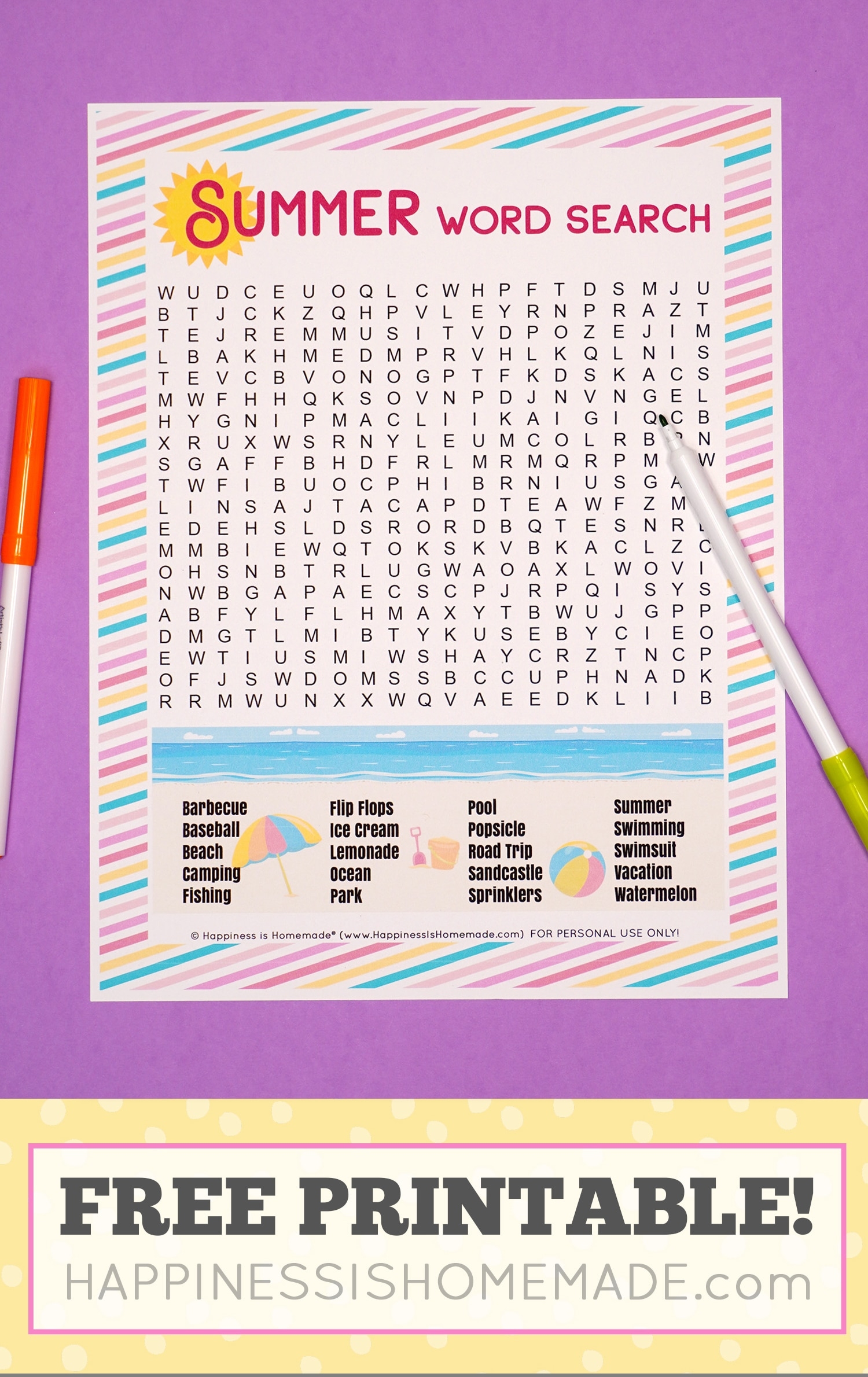 Free Printable Summer Word Search Puzzle Happiness Is Homemade