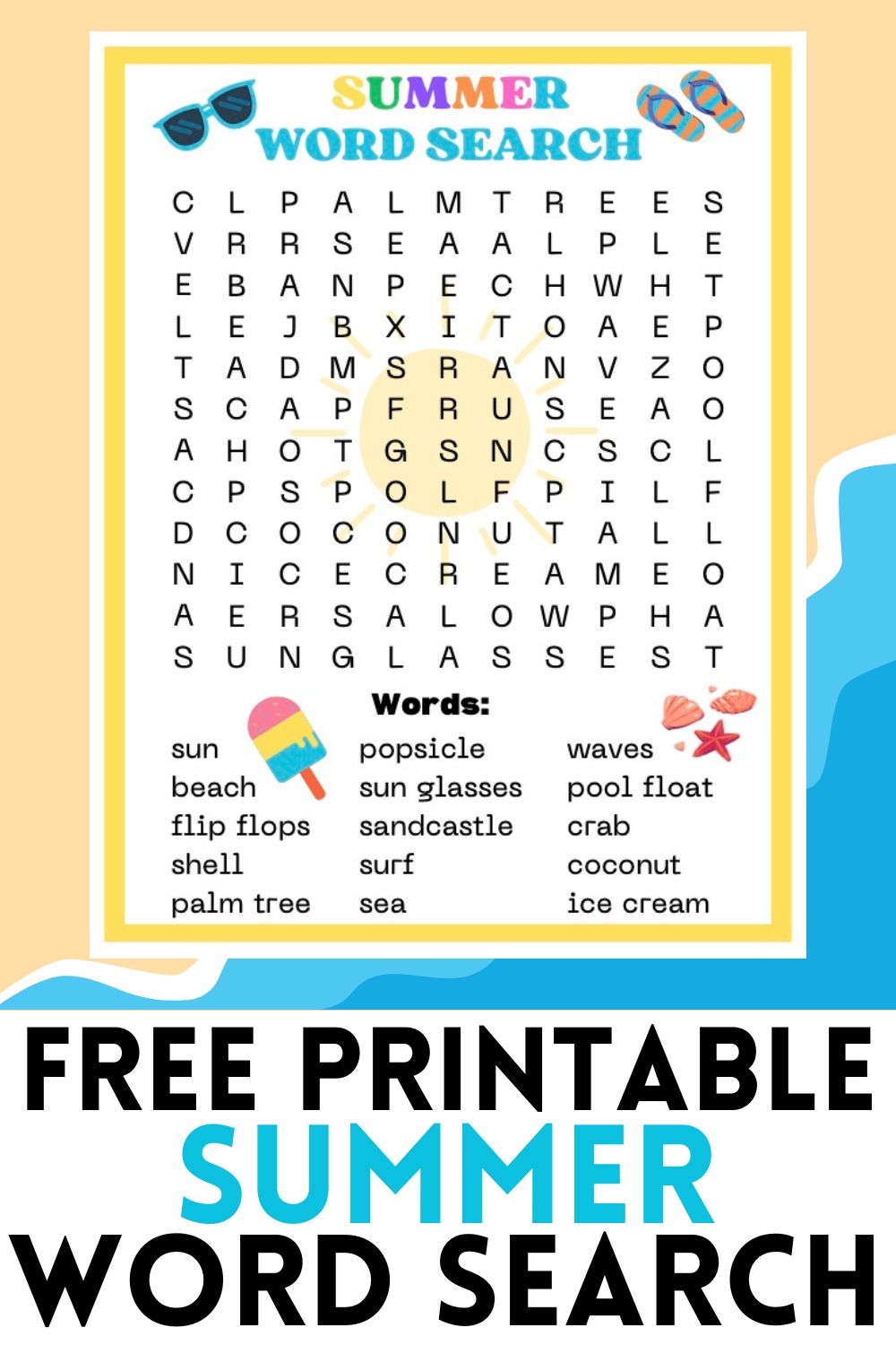 Free Printable Summer Word Search 