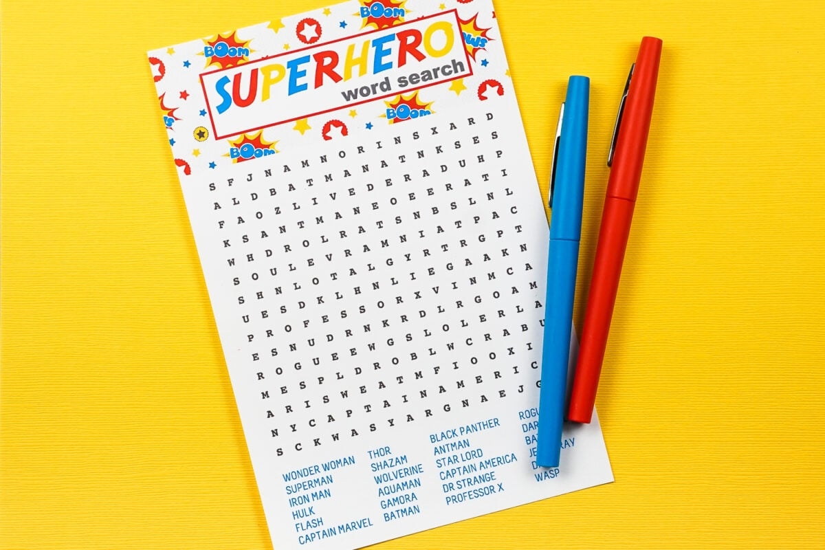 Superhero Word Search Superhero Word Search Free Printable