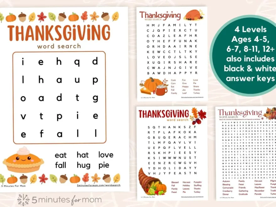 Free Printable Thanksgiving Word Search For Kids