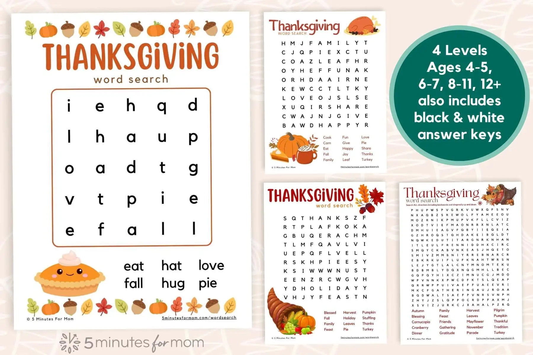 Free Printable Thanksgiving Word Search For Kids