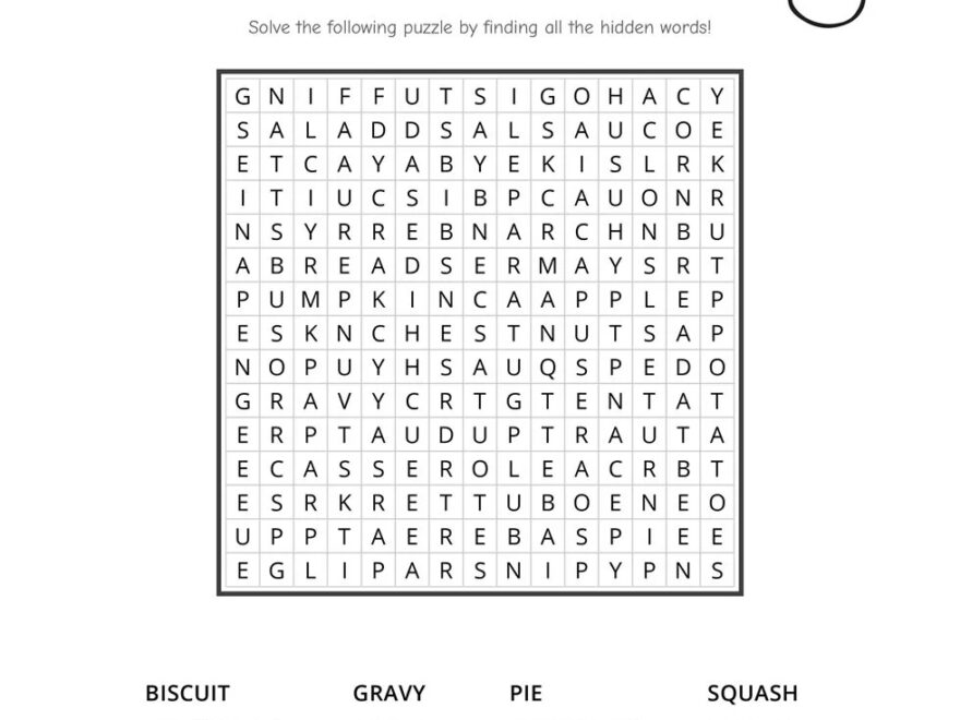 Free Printable Thanksgiving Word Search Puzzles For Kids