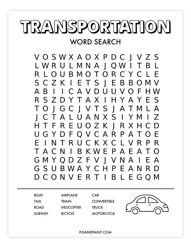 Free Printable Transportation Word Search Pjs And Paint Free Printable Transportation Word Search Pjs And Paint
