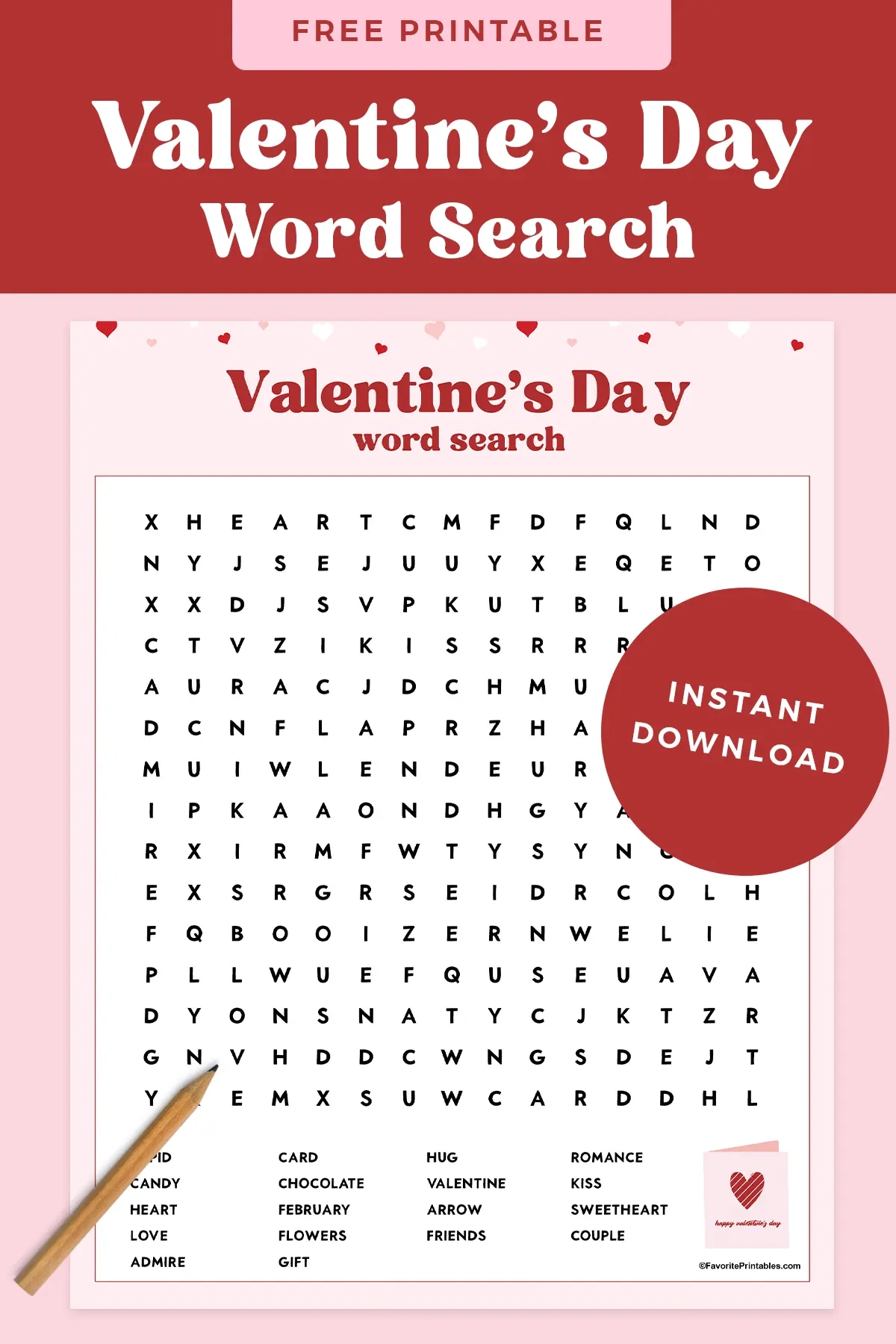 Free Printable Valentine s Day Word Search Favorite Printables