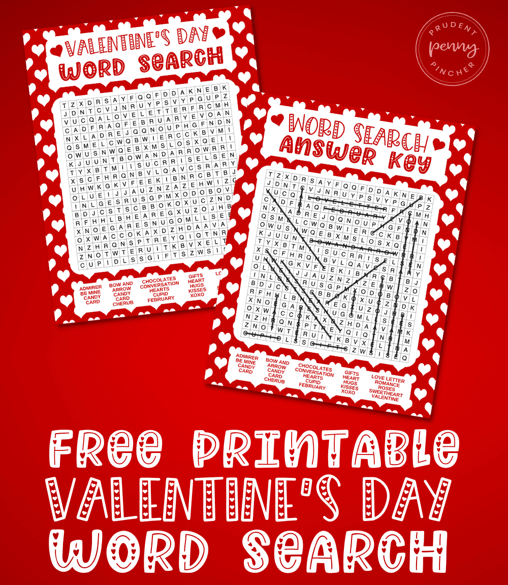 Free Printable Valentine s Day Word Search Prudent Penny Pincher