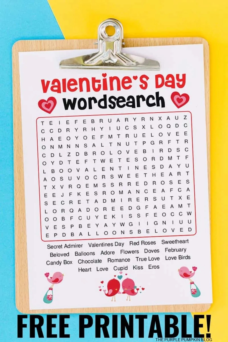 Free Printable Valentine s Day Word Search