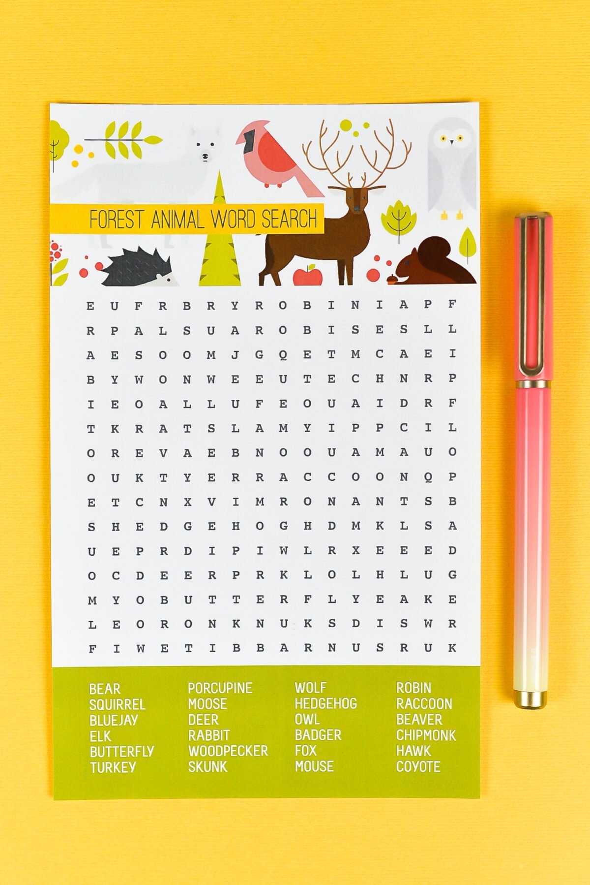 Free Printable Woodland Animal Word Search Hey Let s Make Stuff