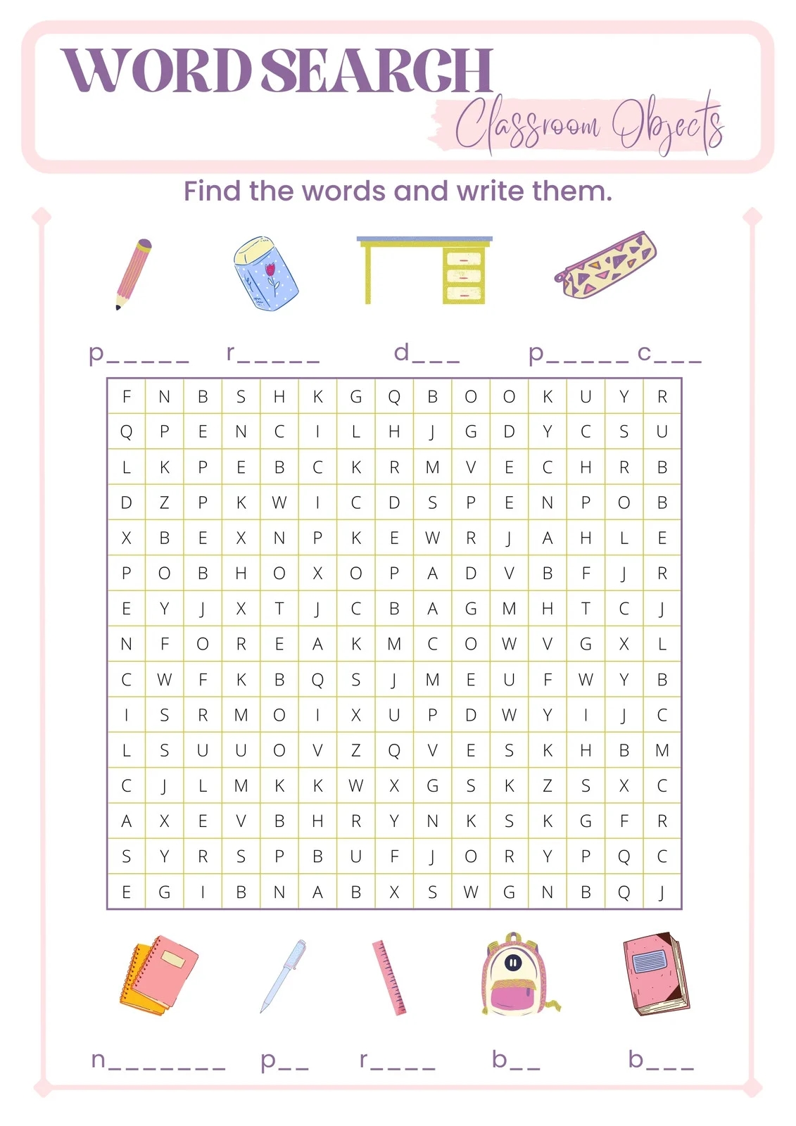 Free Printable Word Search Worksheet Templates Canva